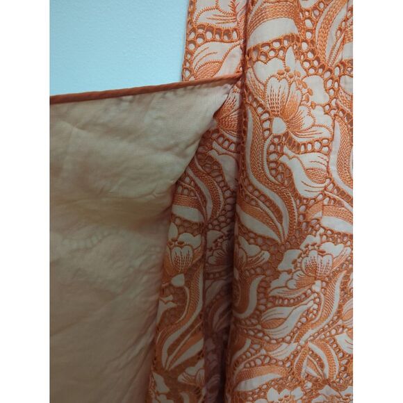 NWT Anthropologie Womens Midi Floral Embroidery Bodycon Dress Orange Size 8 - Picture 8 of 12
